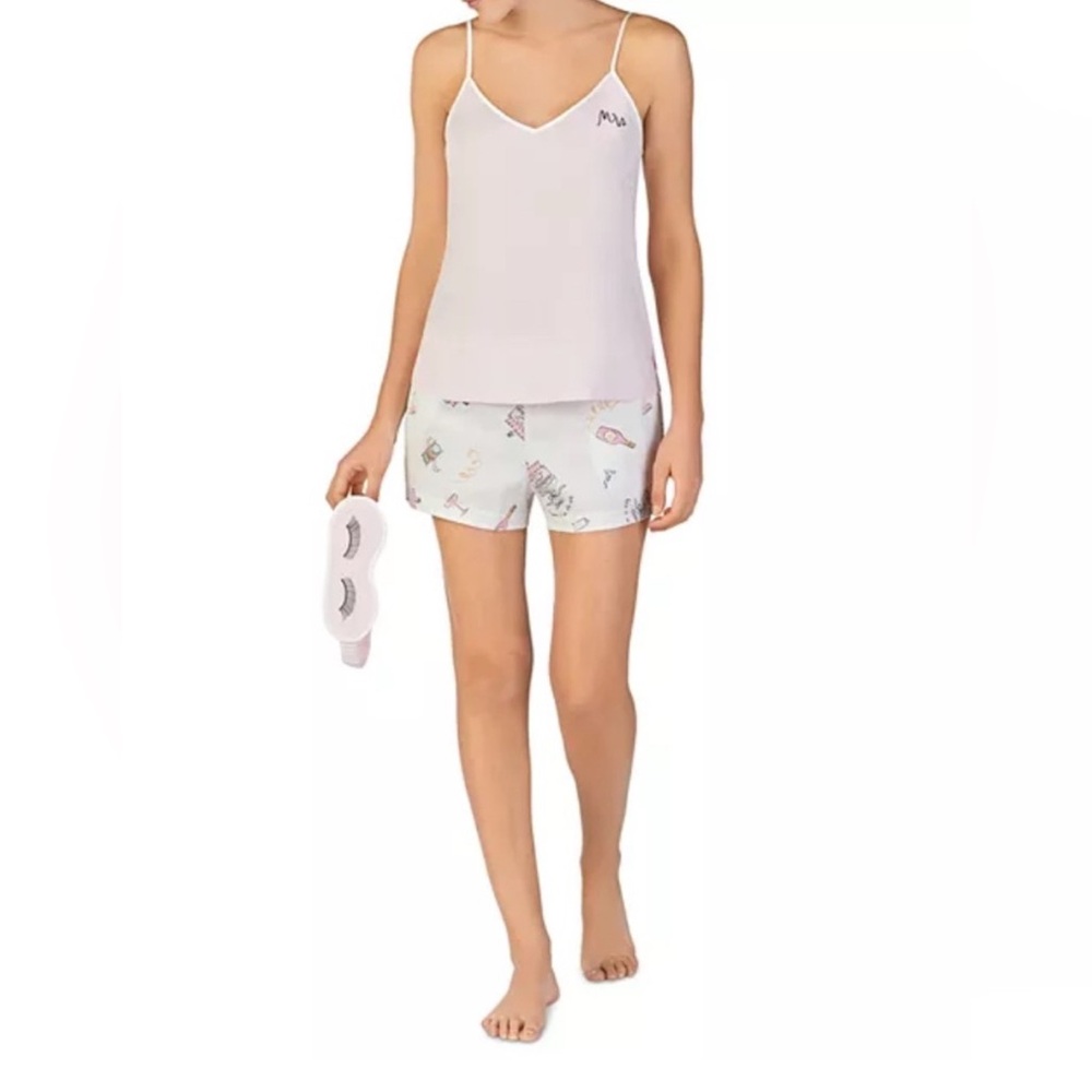 Kate Spade Light Pink Pajama Set with Eye Mask